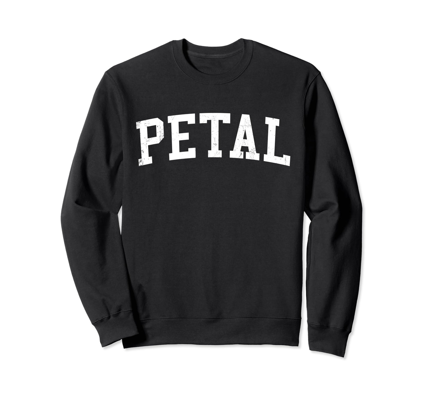 Petal Ms Distressed White Varsity Sweatshirt - Trendy Graphic for Adults - T-Shirt, Sweatshirt, Hoodie