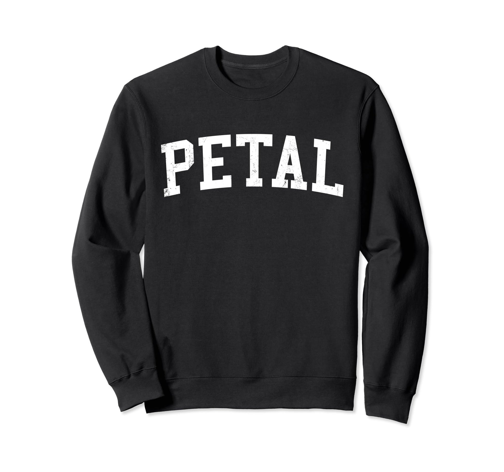 Petal Ms Distressed White Varsity Sweatshirt - Trendy Graphic for Adults - T-Shirt, Sweatshirt, Hoodie