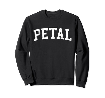 Petal Ms Distressed White Varsity Sweatshirt - Trendy Graphic for Adults - T-Shirt, Sweatshirt, Hoodie