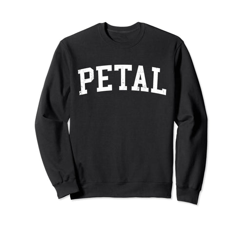 Petal Ms Distressed White Varsity Sweatshirt - Trendy Graphic for Adults - T-Shirt, Sweatshirt, Hoodie