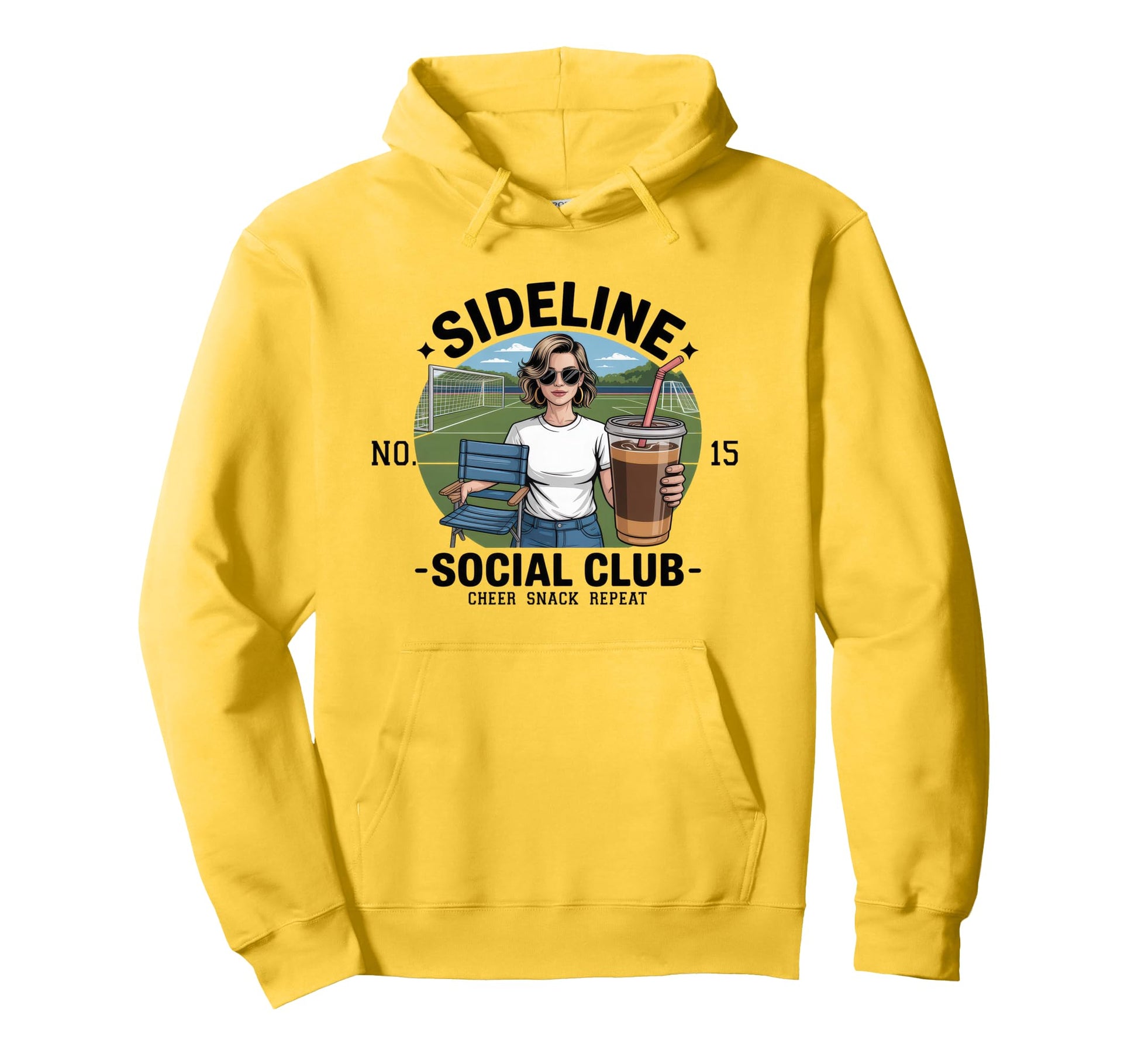 Sideline Social Club Soccer Mom Game Day Hoodie - Graphic Print Unisex - T-Shirt, Sweatshirt, Hoodie