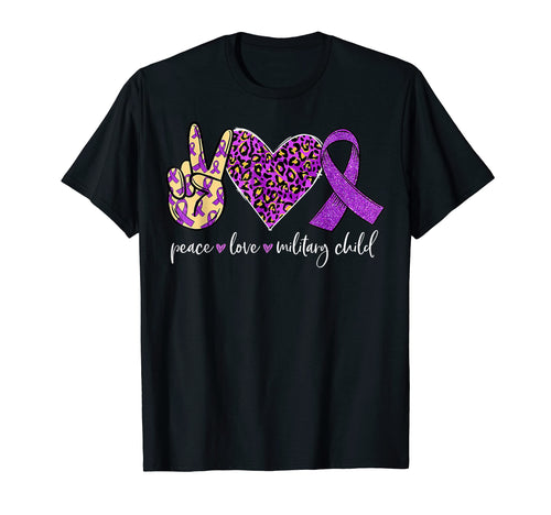 Purple Up Peace Love Military Child T-Shirt - Casual Everyday Wear Unisex - T-Shirt, Sweatshirt, Hoodie