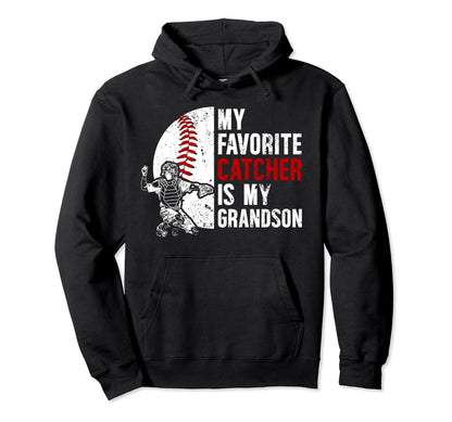 Baseball Catcher Grandma Proud Baseball Hoodie - Trendy Graphic Men Women - T-Shirt, Sweatshirt, Hoodie