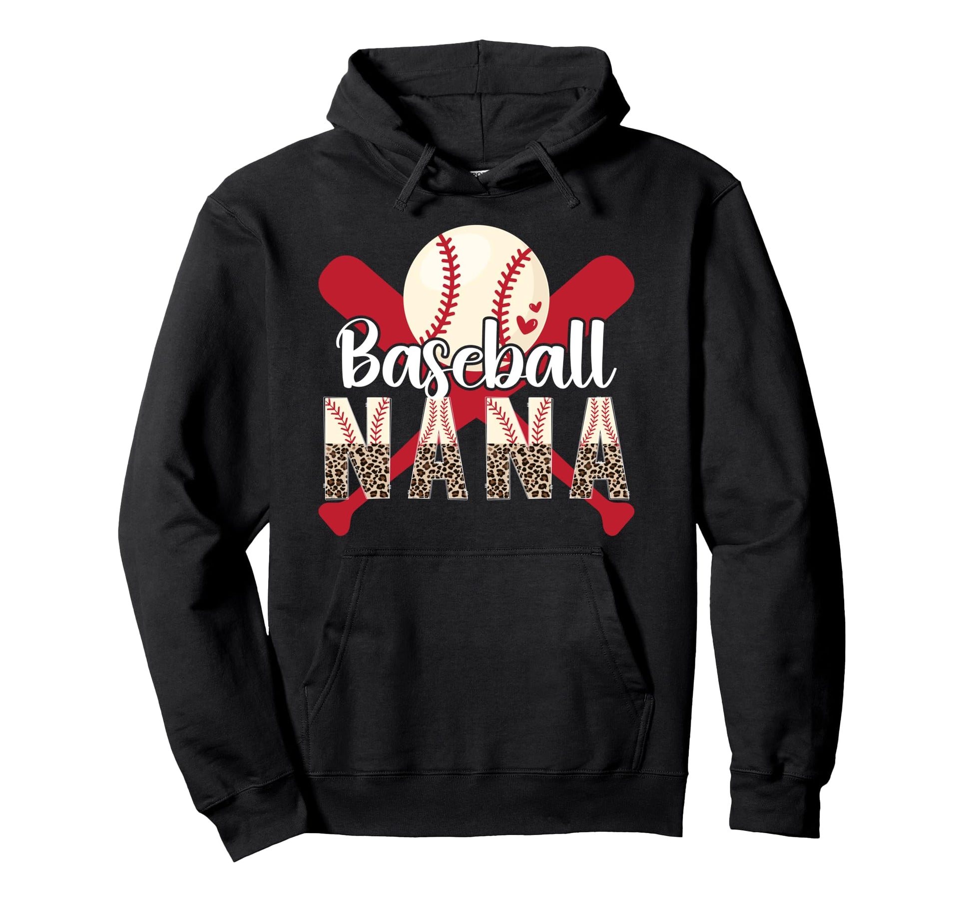 Baseball Nana Leopard Nana Baseball Hoodie - Fun Novelty Design for Adults - T-Shirt, Sweatshirt, Hoodie