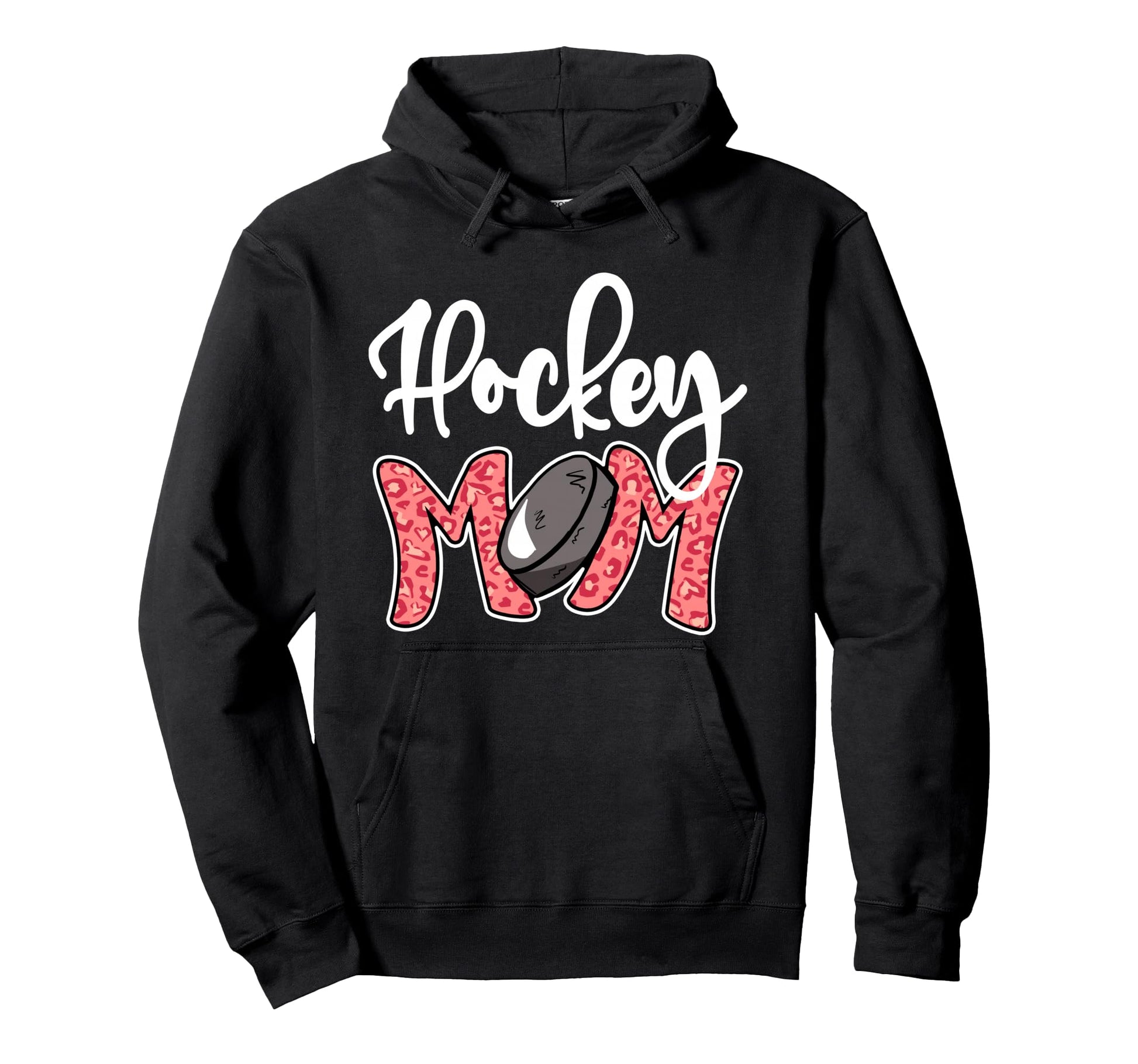 Hockey Mom Leopard Ice Hockey Mama Hoodie - Graphic Print Men Women - T-Shirt, Sweatshirt, Hoodie