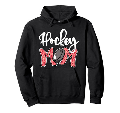 Hockey Mom Leopard Ice Hockey Mama Hoodie - Graphic Print Men Women - T-Shirt, Sweatshirt, Hoodie