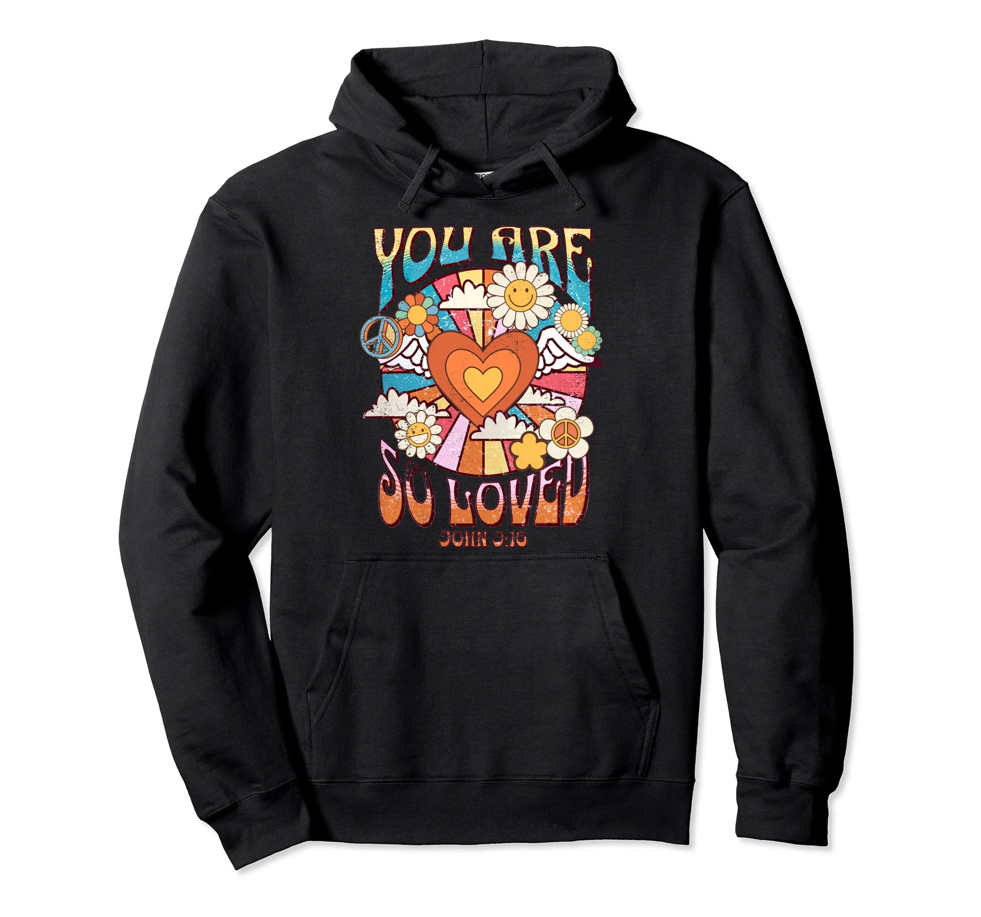 Groovy You Are So Loved John 3 16 Boho Hoodie - Minimalist Print Men Women - T-Shirt, Sweatshirt, Hoodie