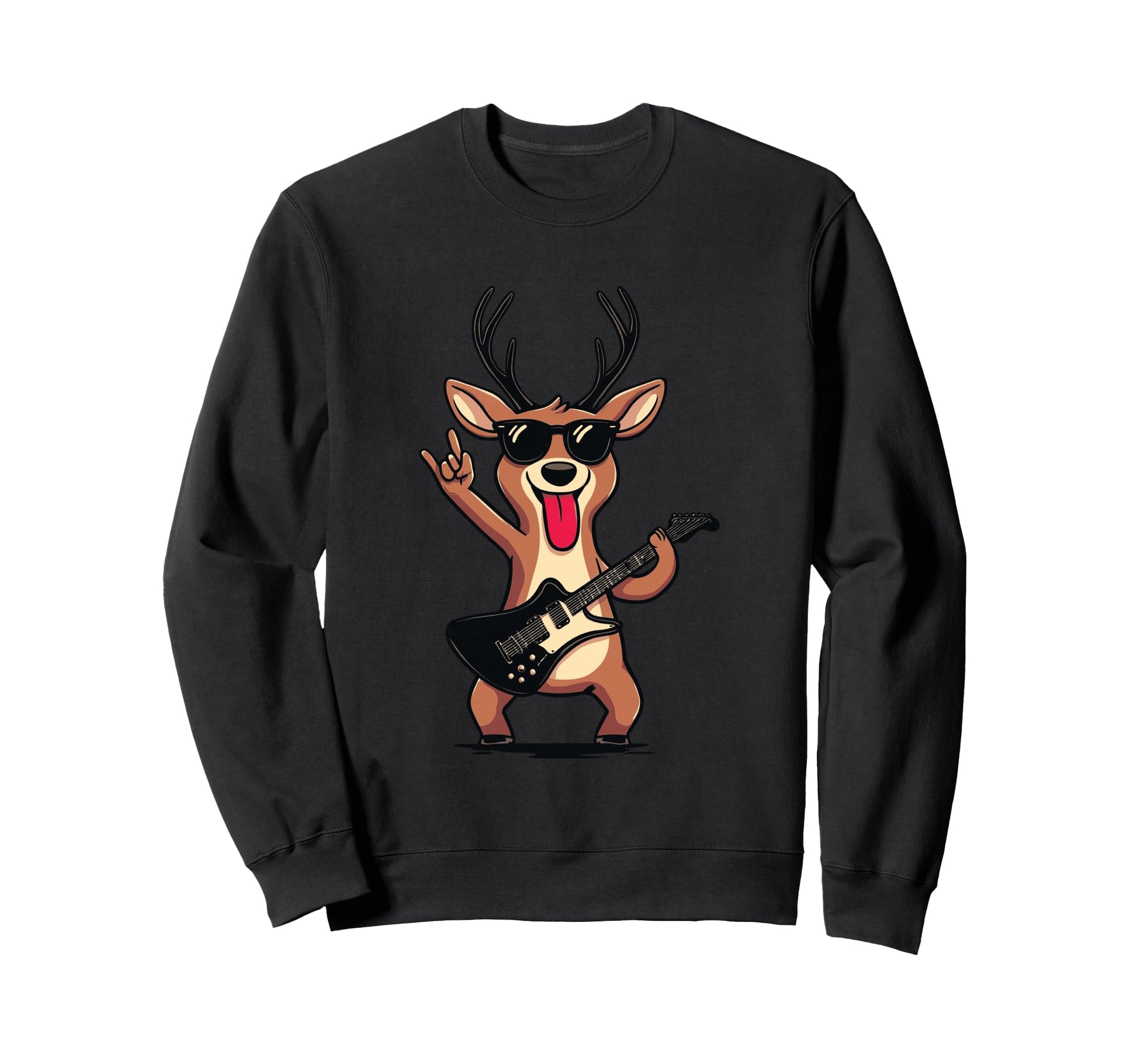 Deer Cartoon Funny Animal Rock Sweatshirt - Novelty Apparel for Adults - T-Shirt, Sweatshirt, Hoodie