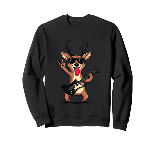 Deer Cartoon Funny Animal Rock Sweatshirt - Novelty Apparel for Adults - T-Shirt, Sweatshirt, Hoodie