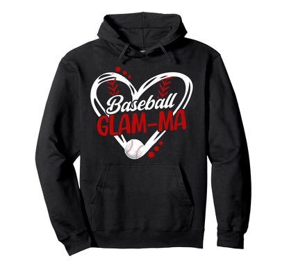 Baseball Glam Ma Heart Glam Ma Hoodie - Casual Everyday Wear Unisex - T-Shirt, Sweatshirt, Hoodie