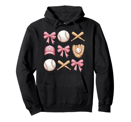 Baseball Coquette Bow Mom Sister Hoodie - Trendy Graphic for Adults - T-Shirt, Sweatshirt, Hoodie