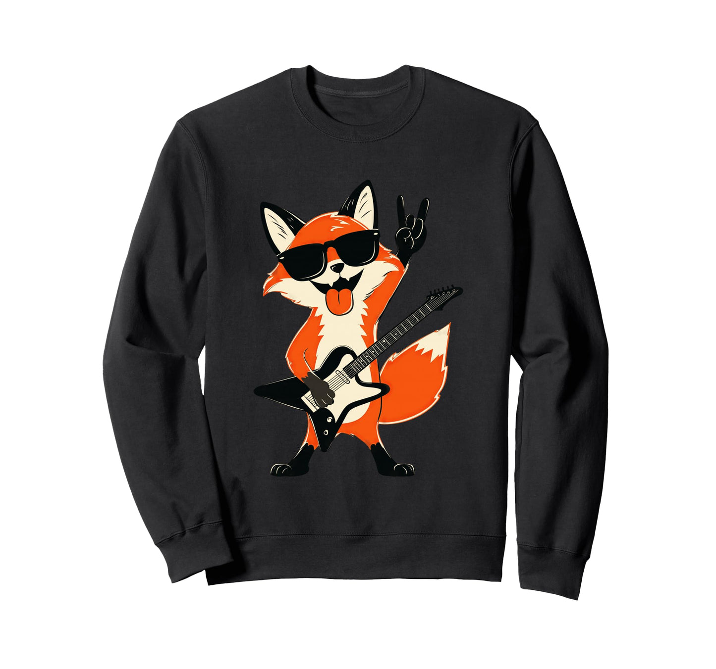Fox Guitarist Funny Rock Music Animal Sweatshirt - Unique Graphic Unisex - T-Shirt, Sweatshirt, Hoodie