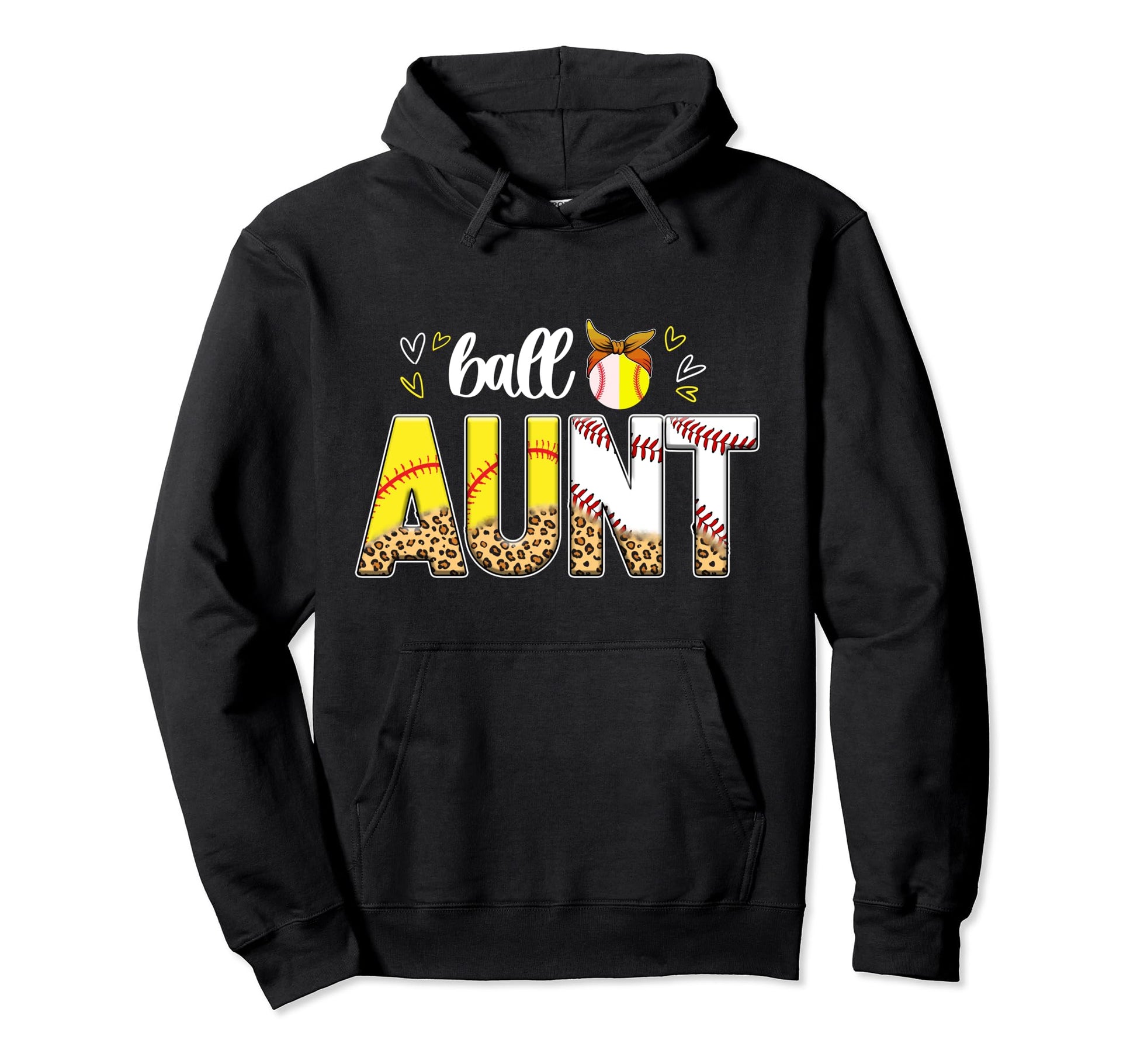 Ball Aunt Leopard Baseball Softball Hoodie - Minimalist Print Men Women - T-Shirt, Sweatshirt, Hoodie