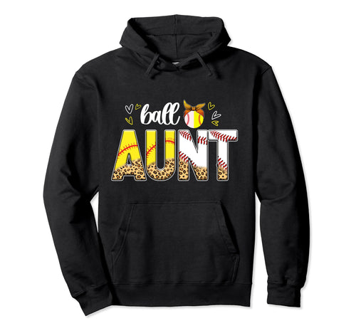Ball Aunt Leopard Baseball Softball Hoodie - Minimalist Print Men Women - T-Shirt, Sweatshirt, Hoodie