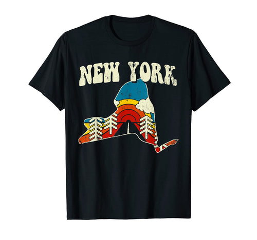 New York State Rainbow Hippie 70S Map T-Shirt - Unique Graphic Unisex - T-Shirt, Sweatshirt, Hoodie