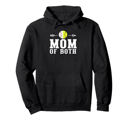 Mom Both Baseball And Softball Player Hoodie - Novelty Apparel for Adults - T-Shirt, Sweatshirt, Hoodie