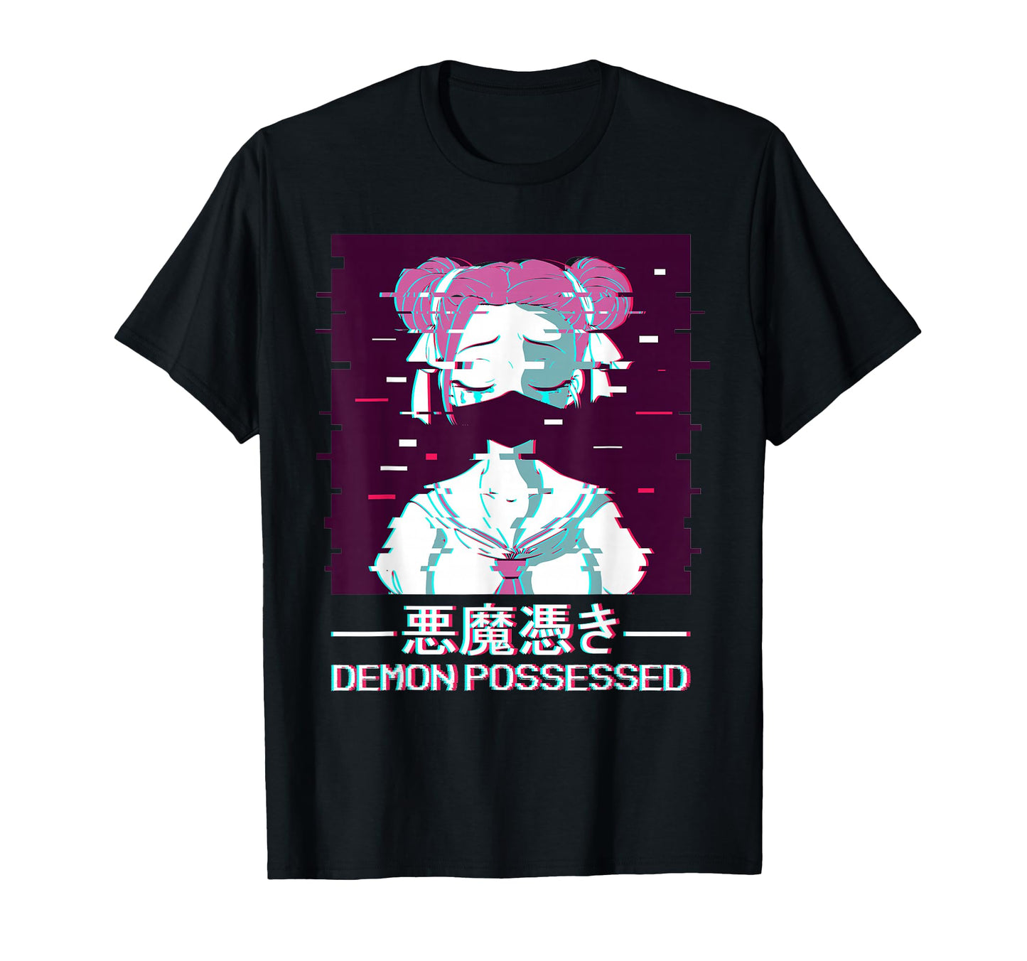 Demon Possessed Geisha Vaporwave T-Shirt - Custom Art Print Men Women - T-Shirt, Sweatshirt, Hoodie