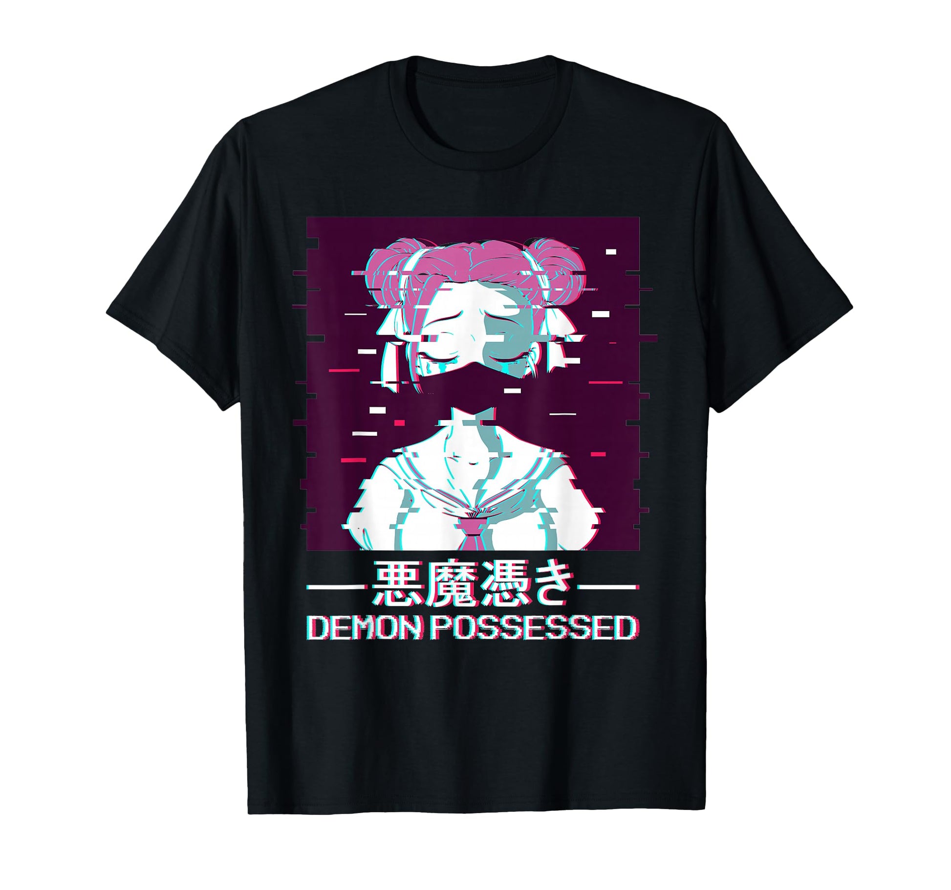 Demon Possessed Geisha Vaporwave T-Shirt - Custom Art Print Men Women - T-Shirt, Sweatshirt, Hoodie
