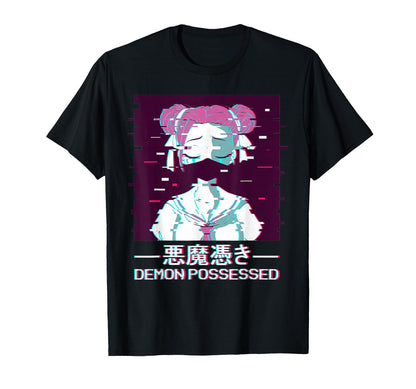 Demon Possessed Geisha Vaporwave T-Shirt - Custom Art Print Men Women - T-Shirt, Sweatshirt, Hoodie