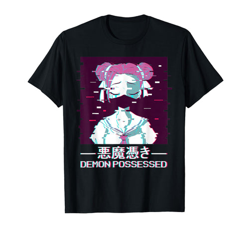 Demon Possessed Geisha Vaporwave T-Shirt - Custom Art Print Men Women - T-Shirt, Sweatshirt, Hoodie