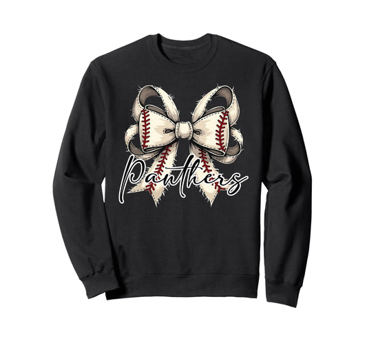 Panthers Baseball Coquette Bow Game Sweatshirt - Graphic Print for Adults - T-Shirt, Sweatshirt, Hoodie