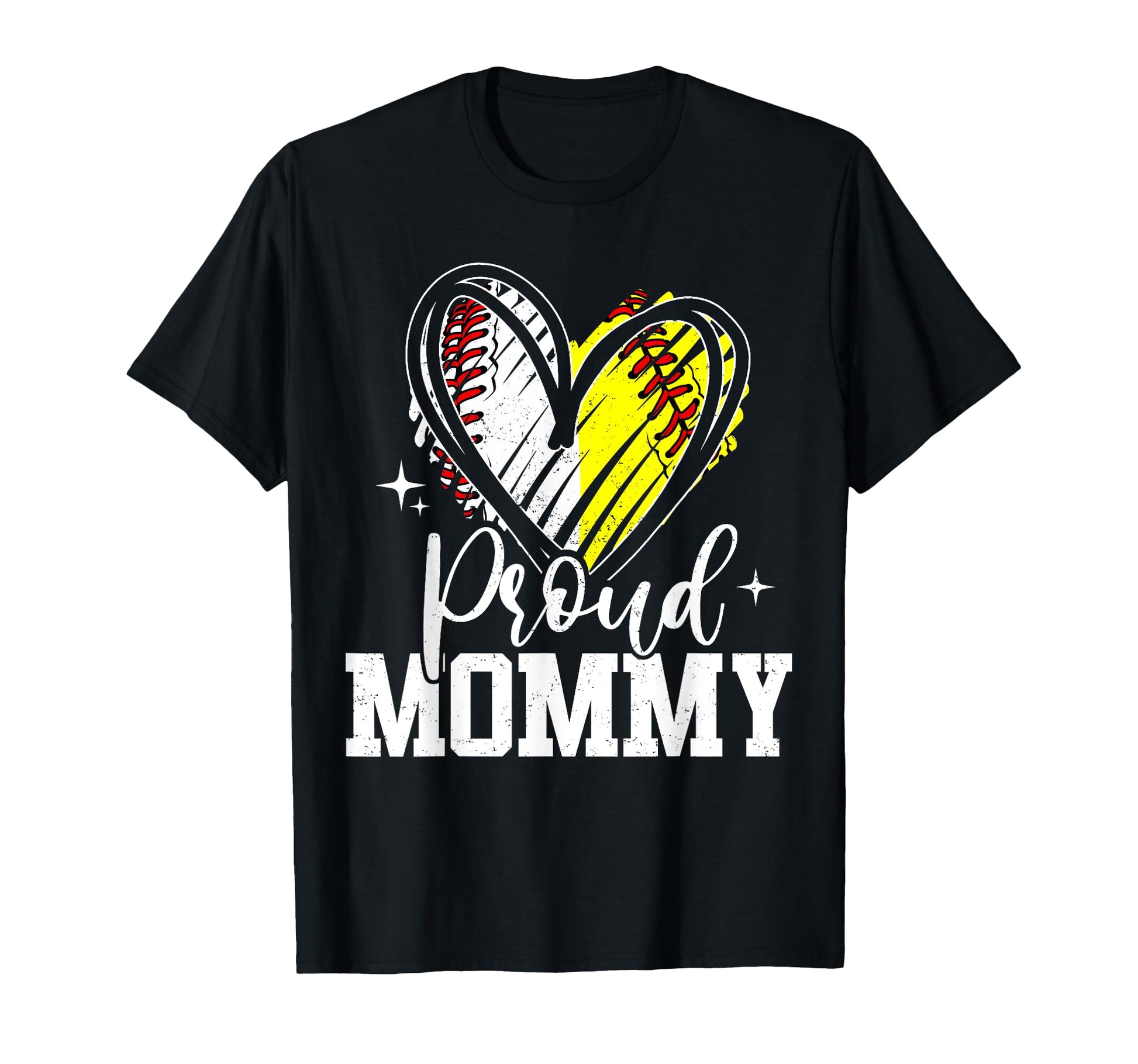 Proud Mommy Baseball Softball Heart T-Shirt - Minimalist Print for Adults - T-Shirt, Sweatshirt, Hoodie