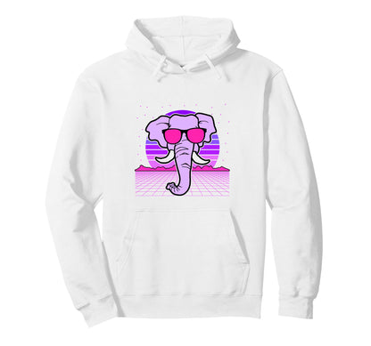 Aesthetic Vaporwave Outfits Elephant Hoodie - Custom Art Print Men Women - T-Shirt, Sweatshirt, Hoodie
