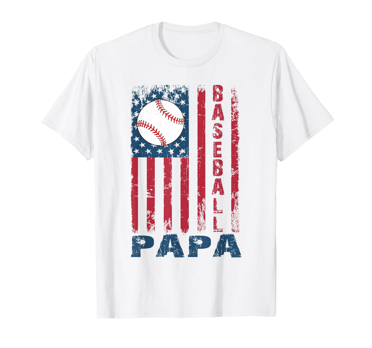 Baseball Papa American Us Flag T-Shirt - Fun Novelty Design for Adults - T-Shirt, Sweatshirt, Hoodie