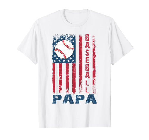 Baseball Papa American Us Flag T-Shirt - Fun Novelty Design for Adults - T-Shirt, Sweatshirt, Hoodie