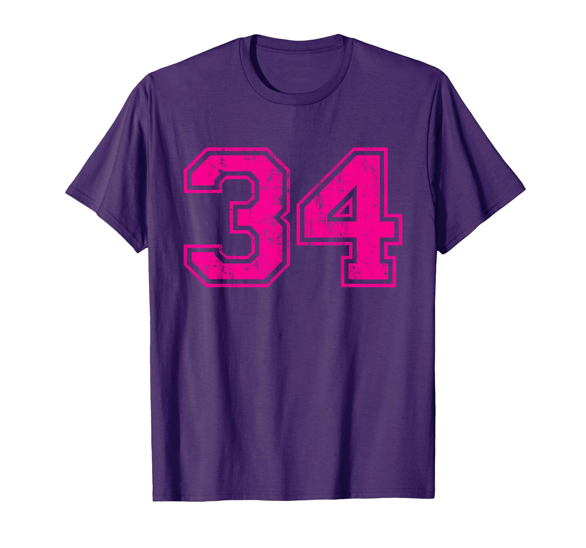 Number 34 Varsity Distressed Sport T-Shirt - Custom Art Print Men Women - T-Shirt, Sweatshirt, Hoodie