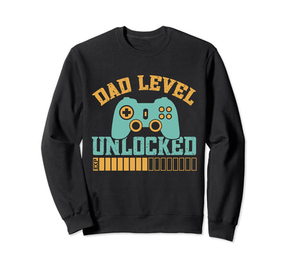 Fathers Day Gamer Dad Dad Level Sweatshirt - Trendy Graphic for Adults - T-Shirt, Sweatshirt, Hoodie