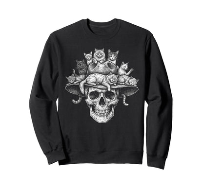 Skull Cat Skeleton Kitty Kitten Sweatshirt - Fun Novelty Design Men Women - T-Shirt, Sweatshirt, Hoodie