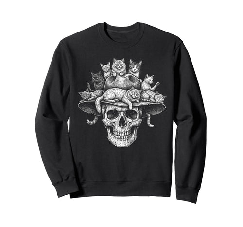 Skull Cat Skeleton Kitty Kitten Sweatshirt - Fun Novelty Design Men Women - T-Shirt, Sweatshirt, Hoodie