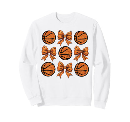 Basketball Bow Game Day Sweatshirt - Minimalist Print for Adults - T-Shirt, Sweatshirt, Hoodie