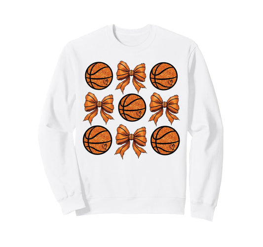 Basketball Bow Game Day Sweatshirt - Minimalist Print for Adults - T-Shirt, Sweatshirt, Hoodie