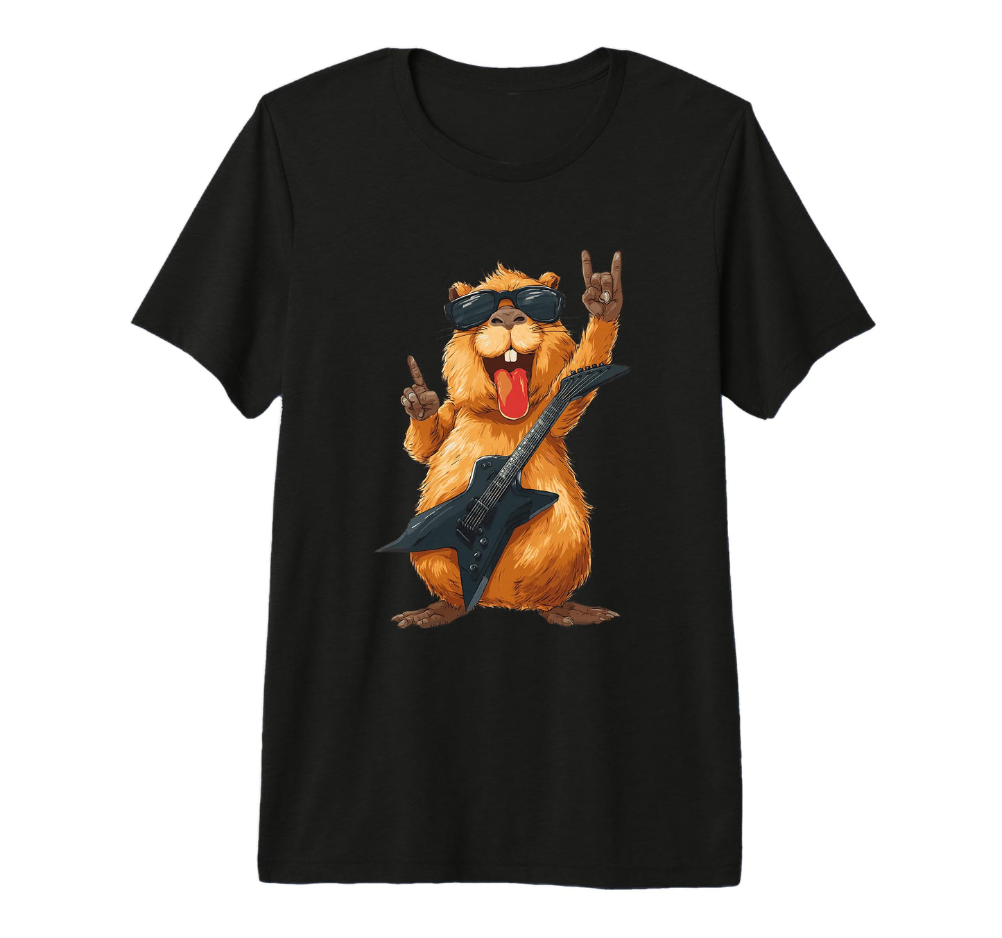 Funny Guinea Pig Rock Music Guitarist T-Shirt - Unique Graphic for Adults - T-Shirt, Sweatshirt, Hoodie