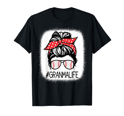 Granma Bleached Messy Bun Baseball T-Shirt - Trendy Graphic for Adults - T-Shirt, Sweatshirt, Hoodie