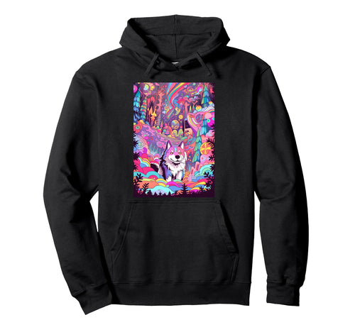 Fairytale Wolf Rainbow Magical Forest Hoodie - Custom Art Print for Adults - T-Shirt, Sweatshirt, Hoodie