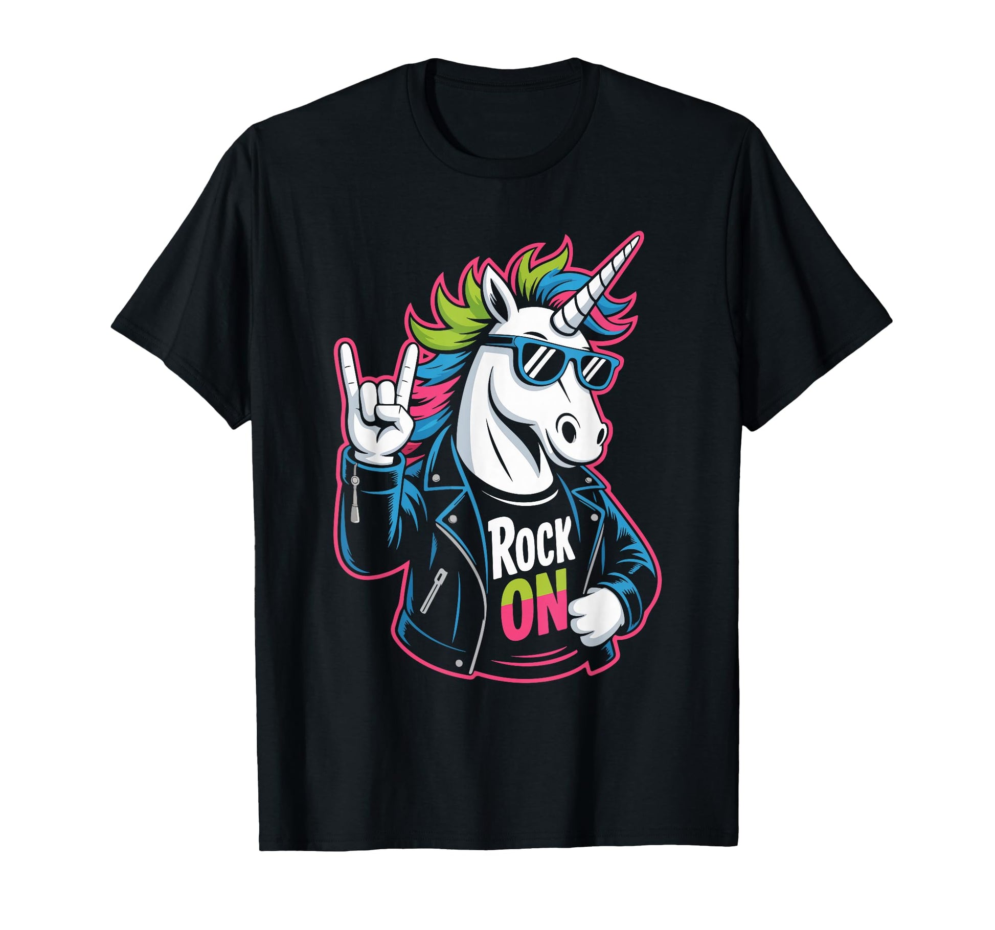 Rock Unicorn Rainbow Horn Attitude T-Shirt - Aesthetic Graphic Men Women - T-Shirt, Sweatshirt, Hoodie