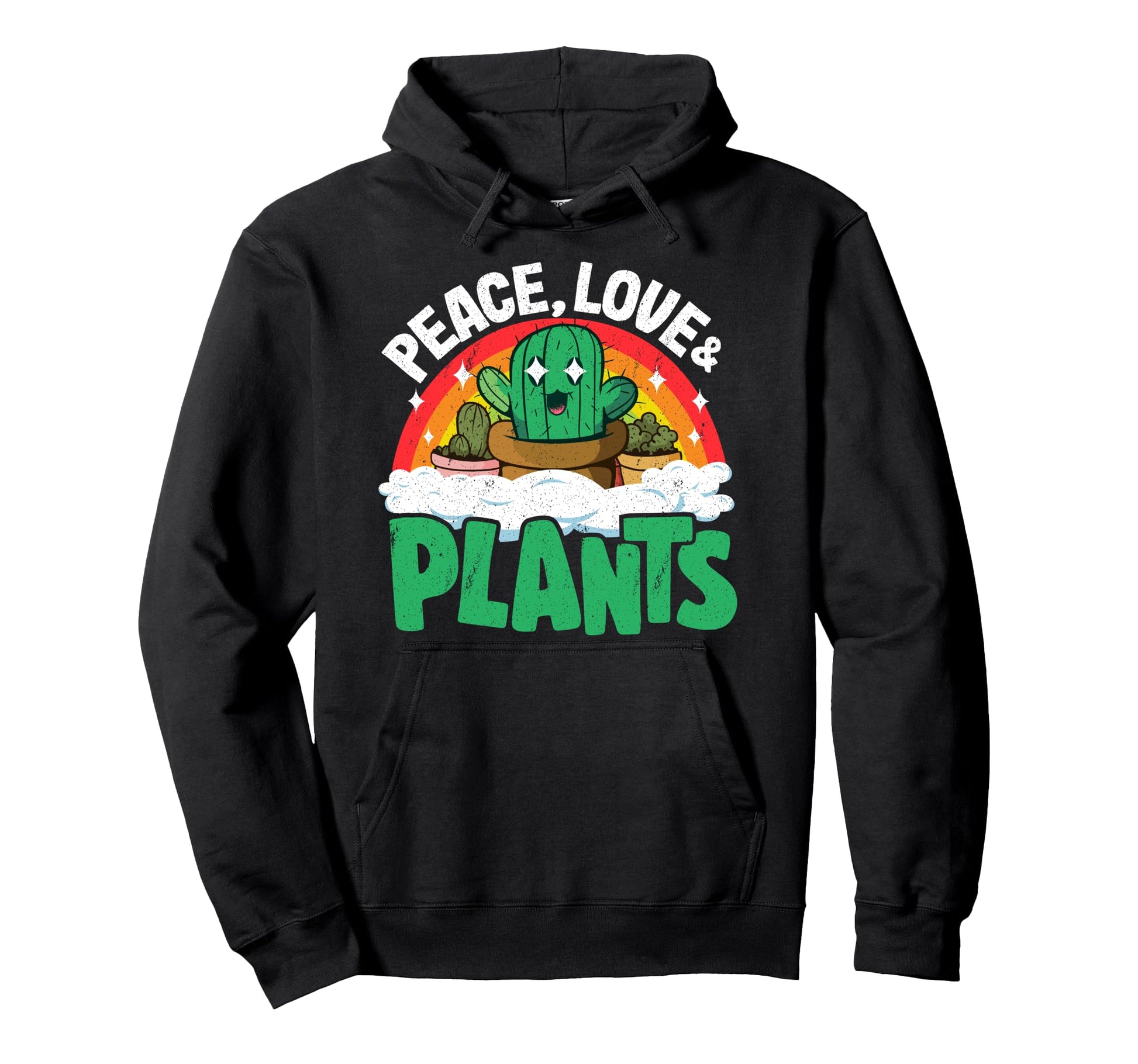 Peace Love Plants Rainbow Succulents Plant Hoodie - Trendy Graphic Unisex - T-Shirt, Sweatshirt, Hoodie