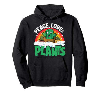 Peace Love Plants Rainbow Succulents Plant Hoodie - Trendy Graphic Unisex - T-Shirt, Sweatshirt, Hoodie