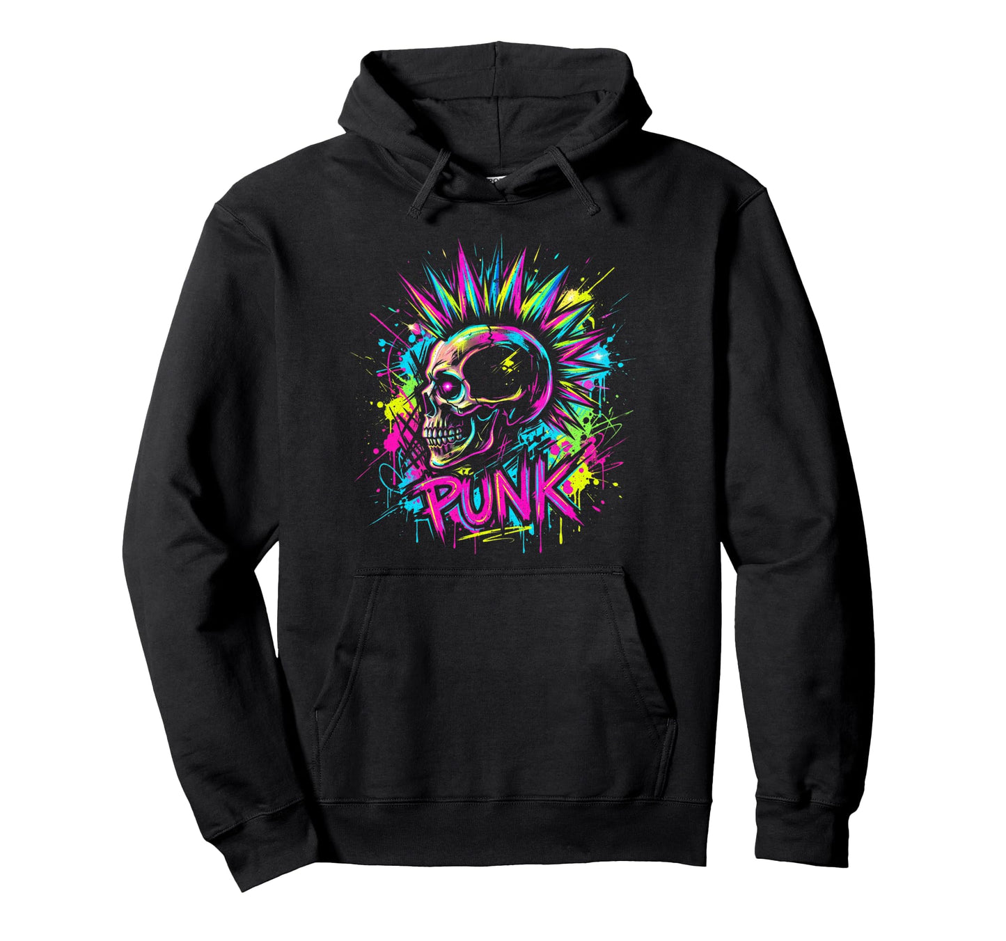 Punk Skull Rock Music Lover Heavy Hoodie - Custom Art Print for Adults - T-Shirt, Sweatshirt, Hoodie