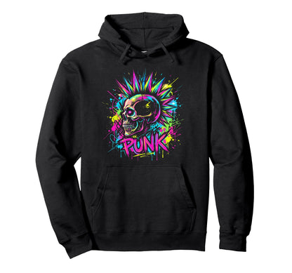 Punk Skull Rock Music Lover Heavy Hoodie - Custom Art Print for Adults - T-Shirt, Sweatshirt, Hoodie