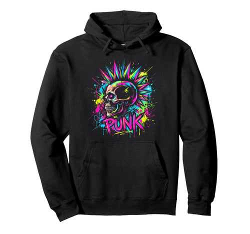 Punk Skull Rock Music Lover Heavy Hoodie - Custom Art Print for Adults - T-Shirt, Sweatshirt, Hoodie