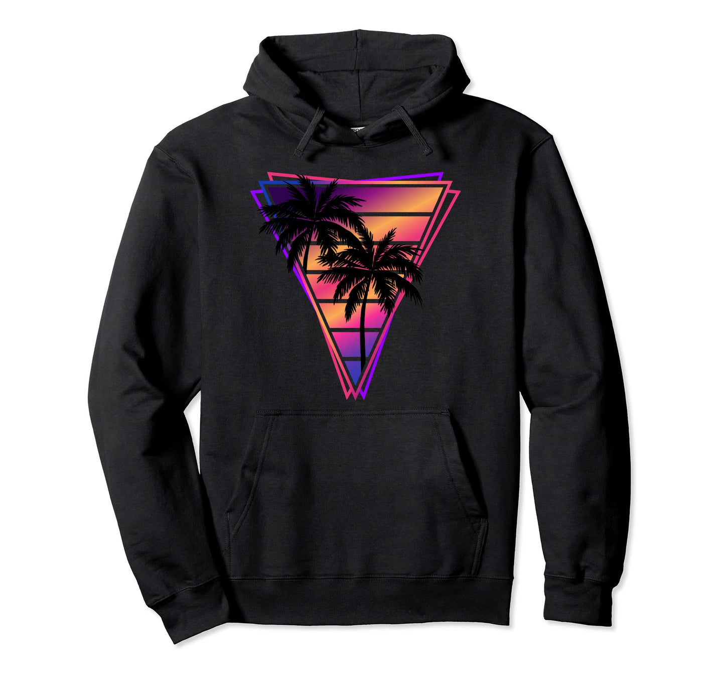 Synthwave Vaporwave Triangle Palm Hoodie - Casual Everyday Wear Men Women - T-Shirt, Sweatshirt, Hoodie