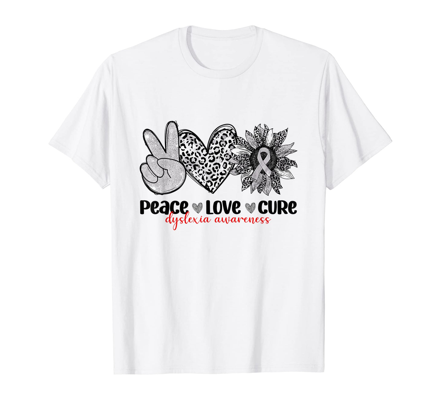 Leopard Sunflower Peace Love Cure T-Shirt - Novelty Apparel Men Women - T-Shirt, Sweatshirt, Hoodie