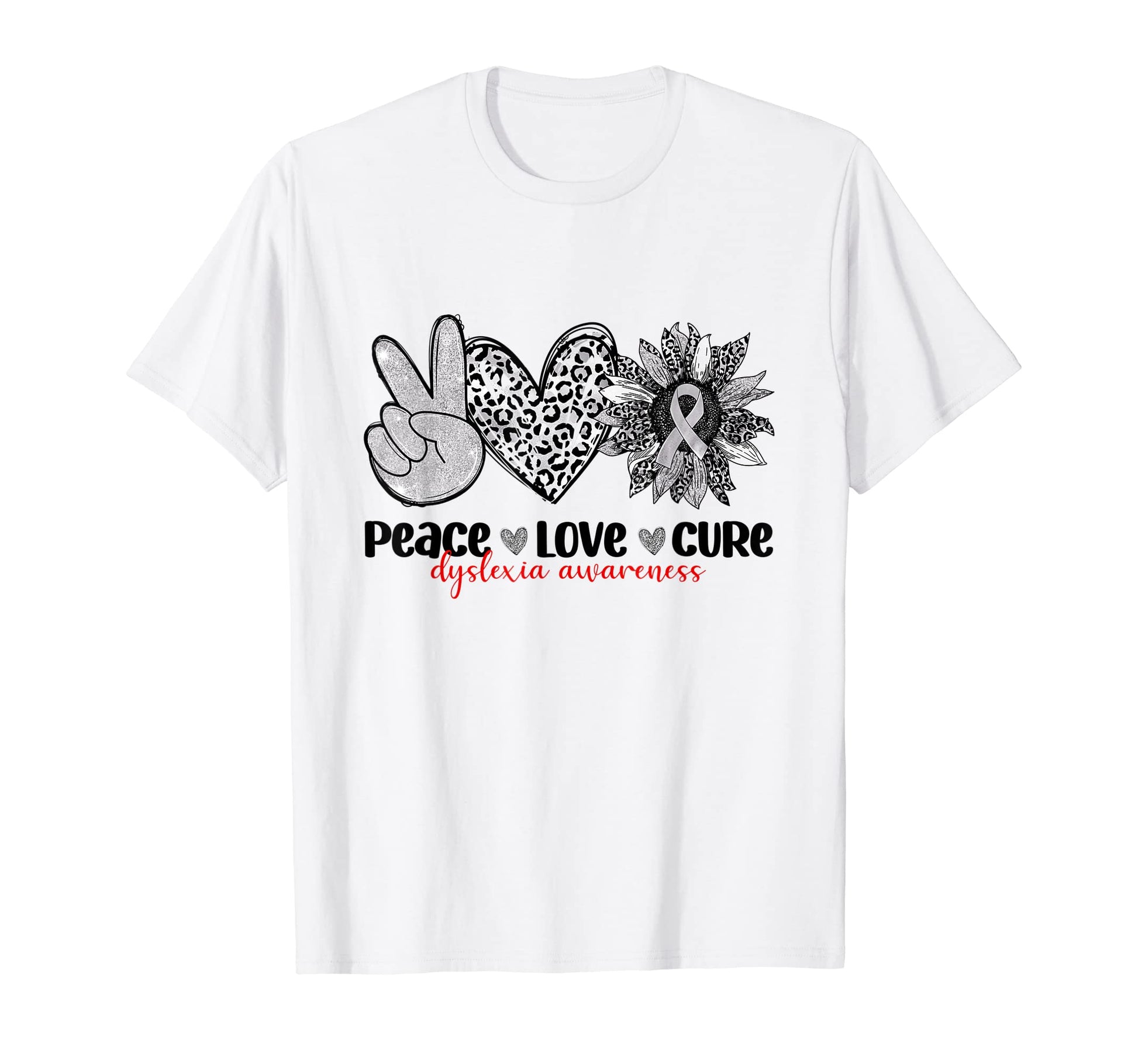 Leopard Sunflower Peace Love Cure T-Shirt - Novelty Apparel Men Women - T-Shirt, Sweatshirt, Hoodie