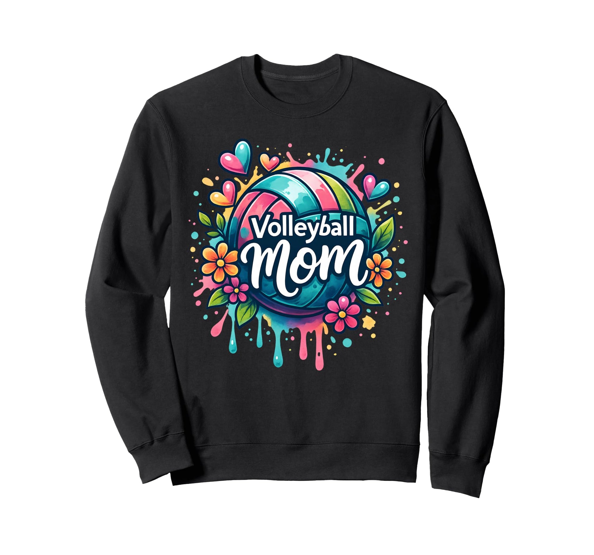 Volleyball Mom Colorful Volleyball Sweatshirt - Trendy Graphic for Adults - T-Shirt, Sweatshirt, Hoodie