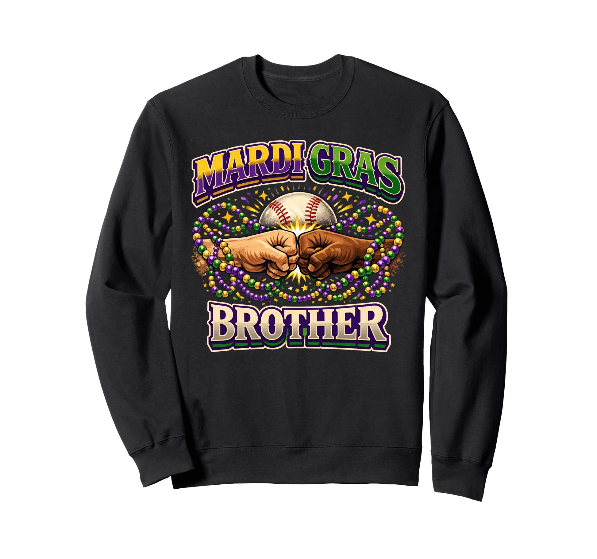Mardi Gras Brother Fist Bump Sweatshirt - Custom Art Print Men Women - T-Shirt, Sweatshirt, Hoodie