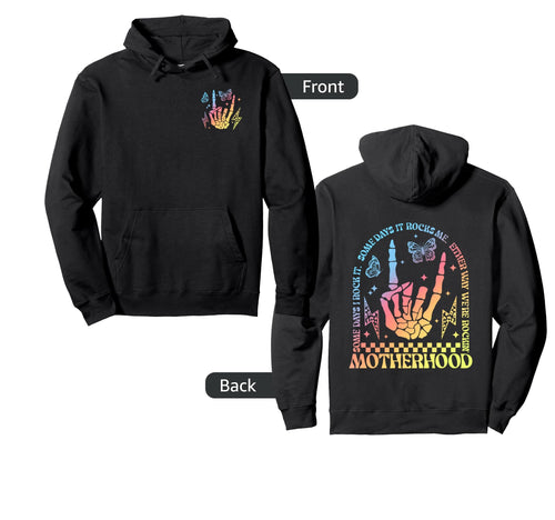 Rainbow Motherhood Mom Life Rock Hoodie - Unique Graphic for Adults - T-Shirt, Sweatshirt, Hoodie